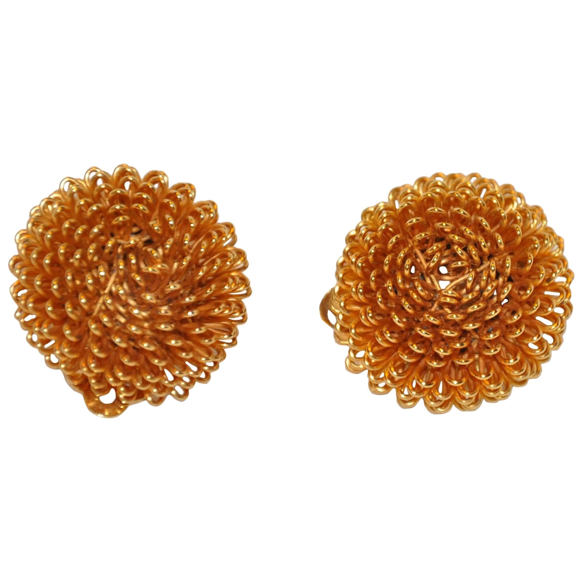Vergoldete Gold Vermeil-Ohrringe mit „Starburst“-Beschlägen im Angebot
