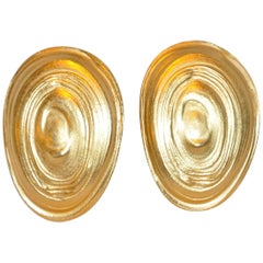 Konio Yelamamo for Trifari "Limited Edition" Gilded Gold "Swirls" Earrings