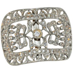 Vintage Gilded Silver Hardware with Faux Diamonds Belt Buckle 8