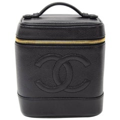 Chanel Vanity Black Caviar Leather Cosmetic Hand Bag