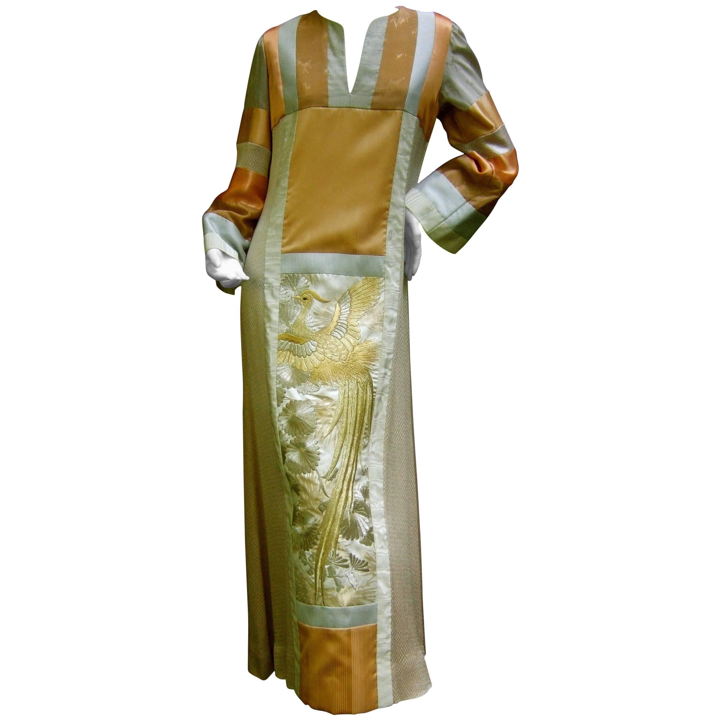 Stunning Rare Japanese Style Caftan Gown by Jon Shannon c 1970s