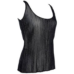Emanuel Ungaro Top Black Beaded Sleeveless Shell 8 New 12