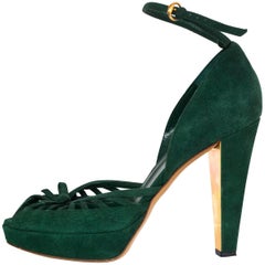 Gucci Green Suede Peep-Toe d'Orsay Pumps Sz 37.5 3