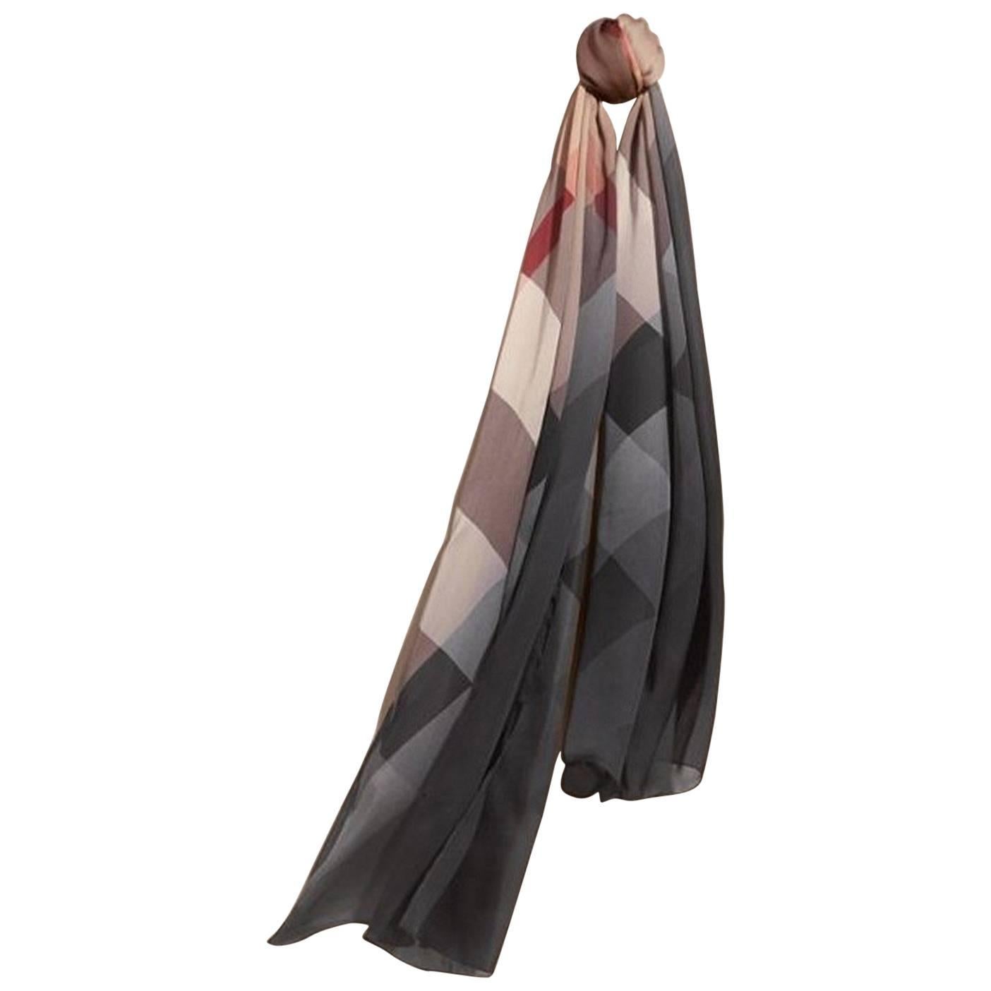 Burberry Ombre Check Silk Scarf For Sale