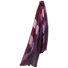 Burberry Ombre Check Silk Scarf Plum