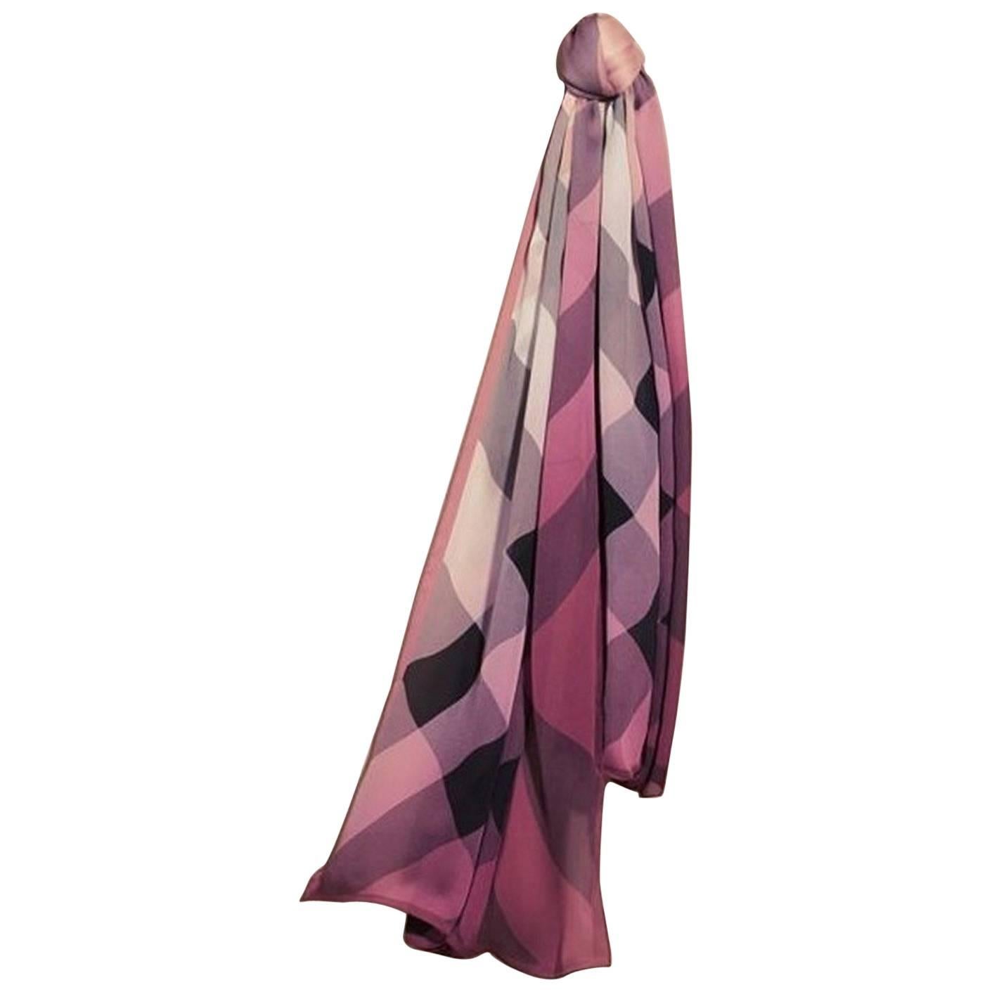 Burberry Ombre Check Silk Scarf Ash 