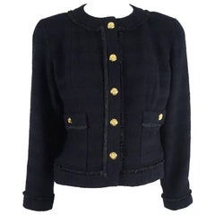 Chanel Navy Wool Classic Style Jacket with matching pleated skirt - 34 - 1990s