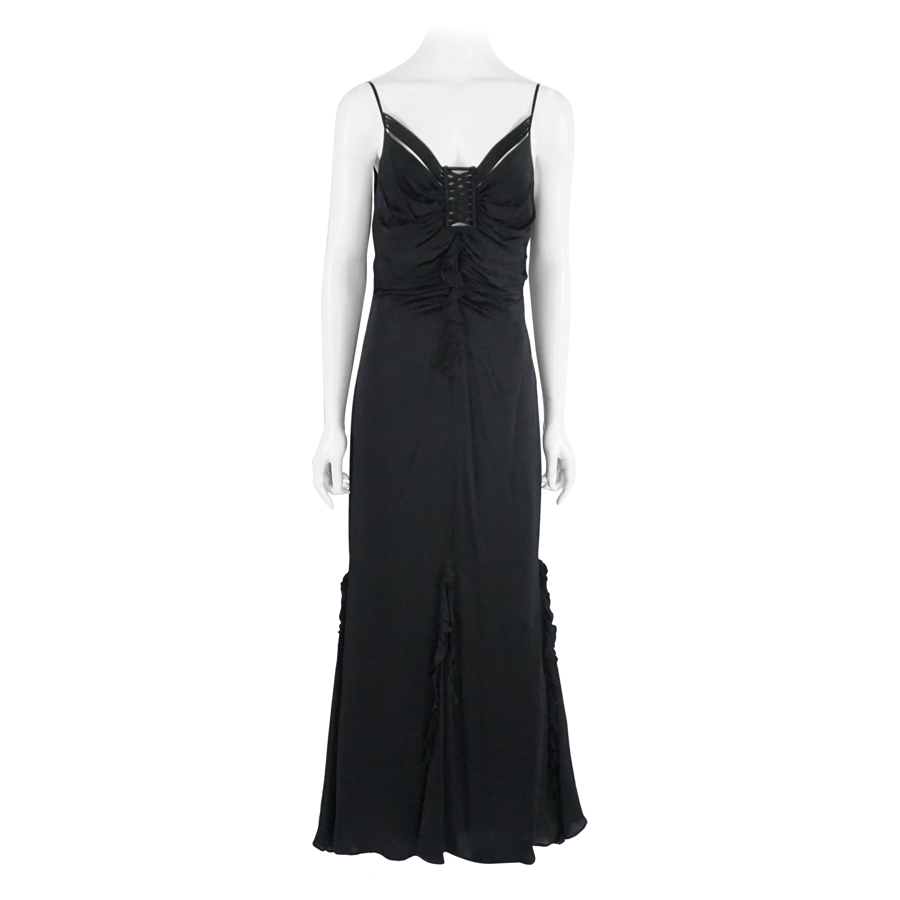 Badgley Mischka Black Jersey Ruched Gown - 10 For Sale
