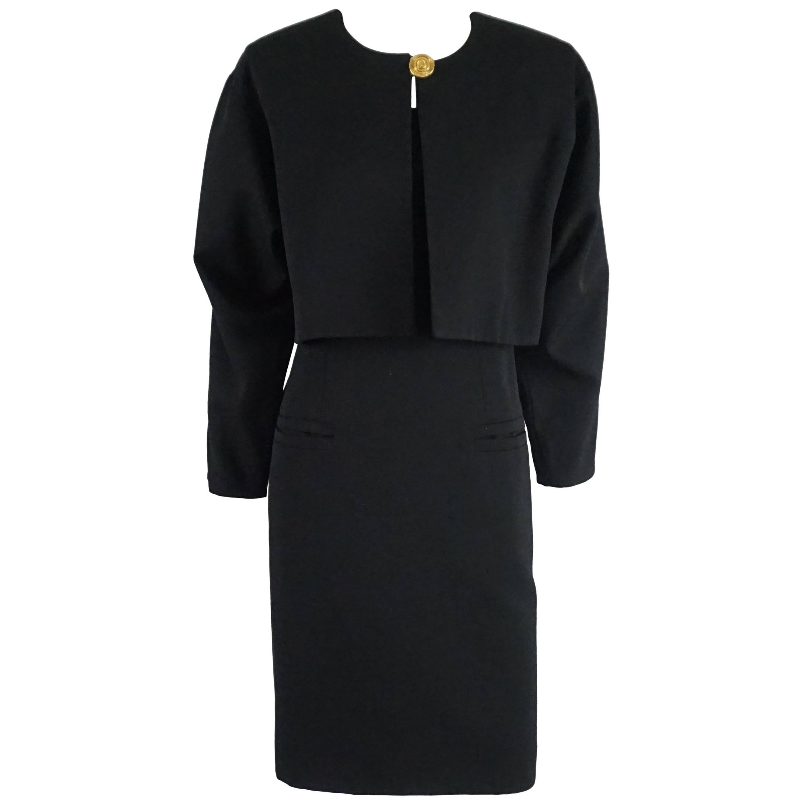 Yves Saint Laurent Black Dress with Bolero Jacket - 34 - Circa 90's For Sale