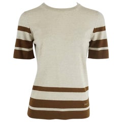 Salvatore Ferragamo Grey and Brown Virgin Wool Top - M