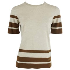 Top en laine vierge gris et Brown de Salvatore Ferragamo - M. 