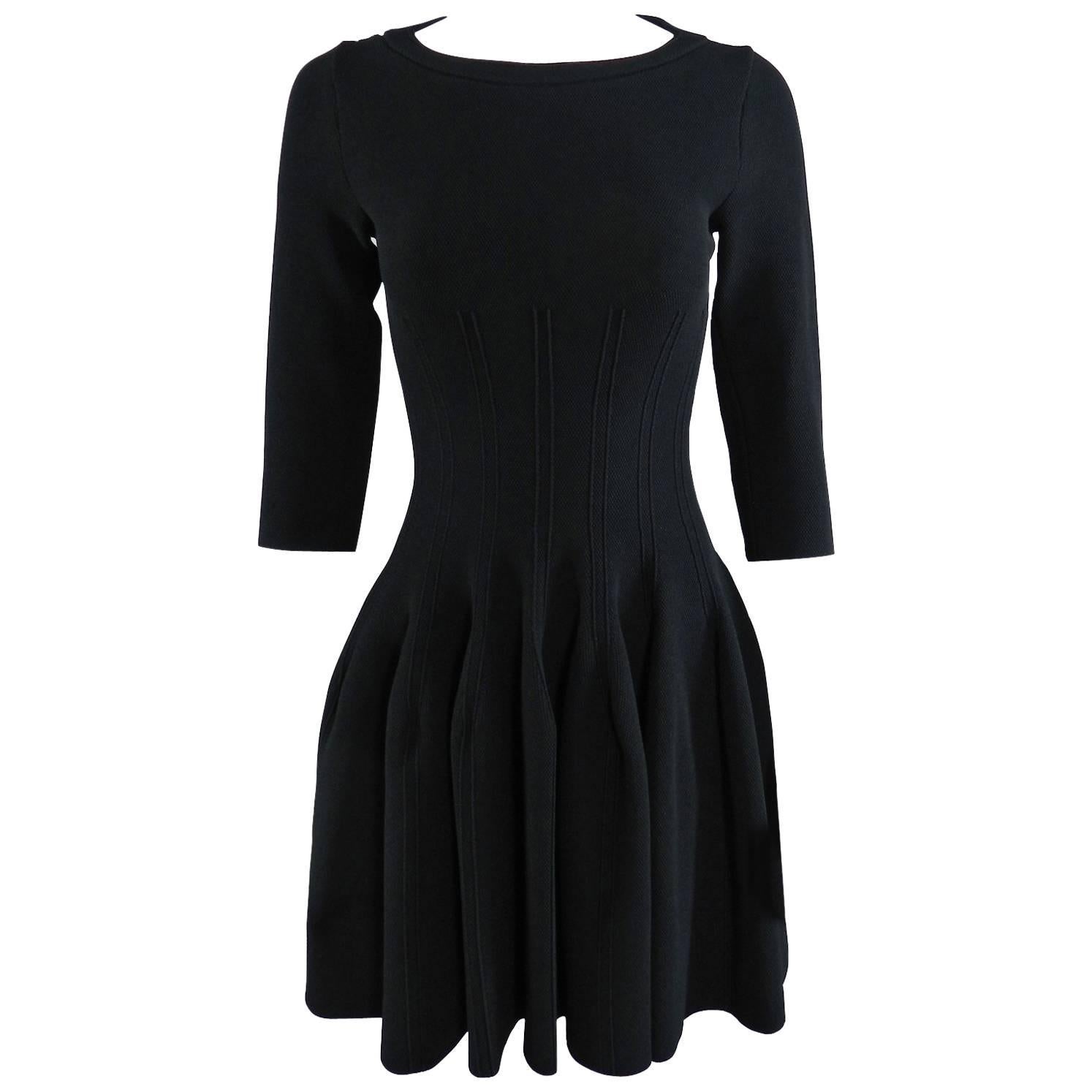 Alaia Black Fit and Flare Skater Bodycon Dress