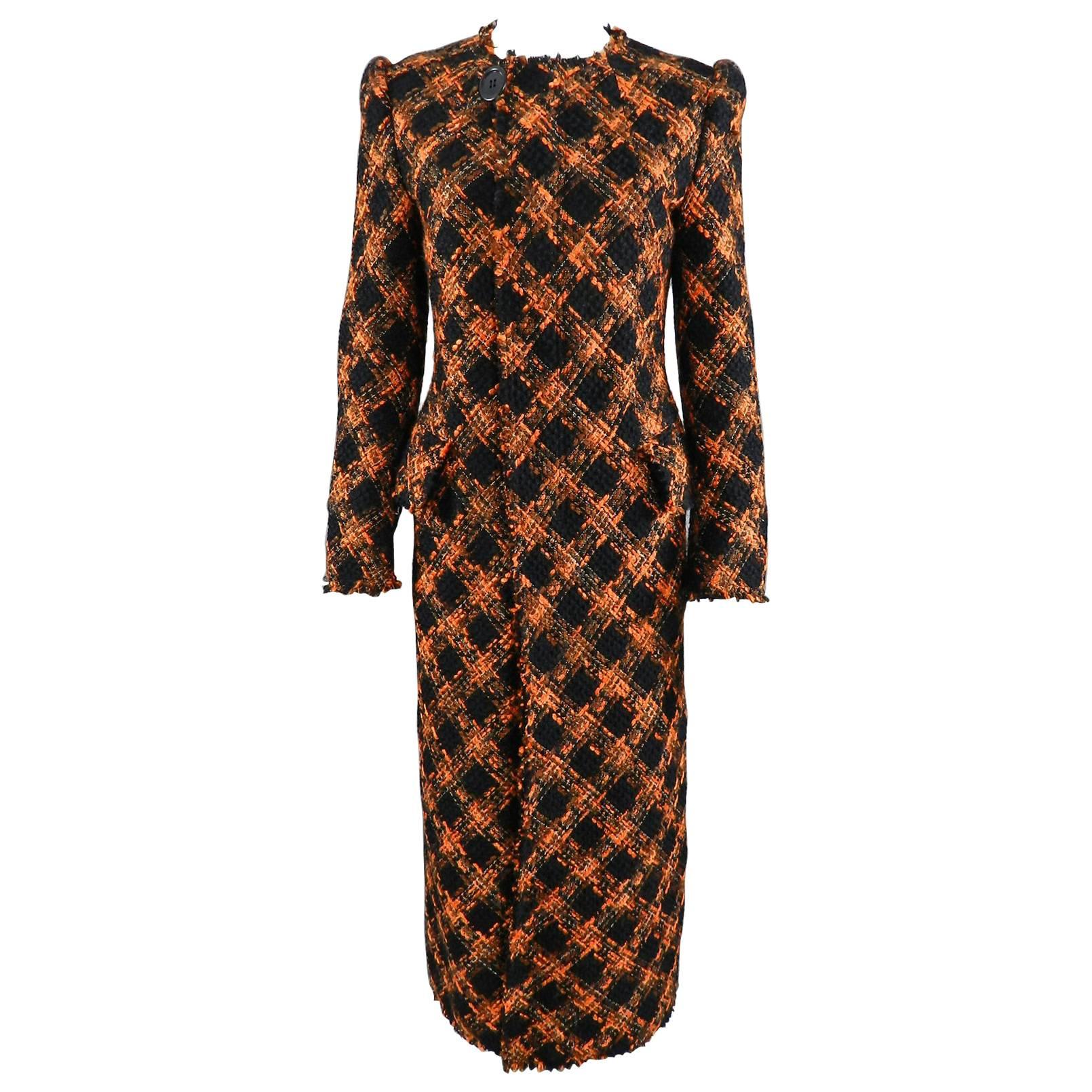 Junya Watanabe Comme des Garcons Fall 2013 Orange Tweed Wool Long Coat