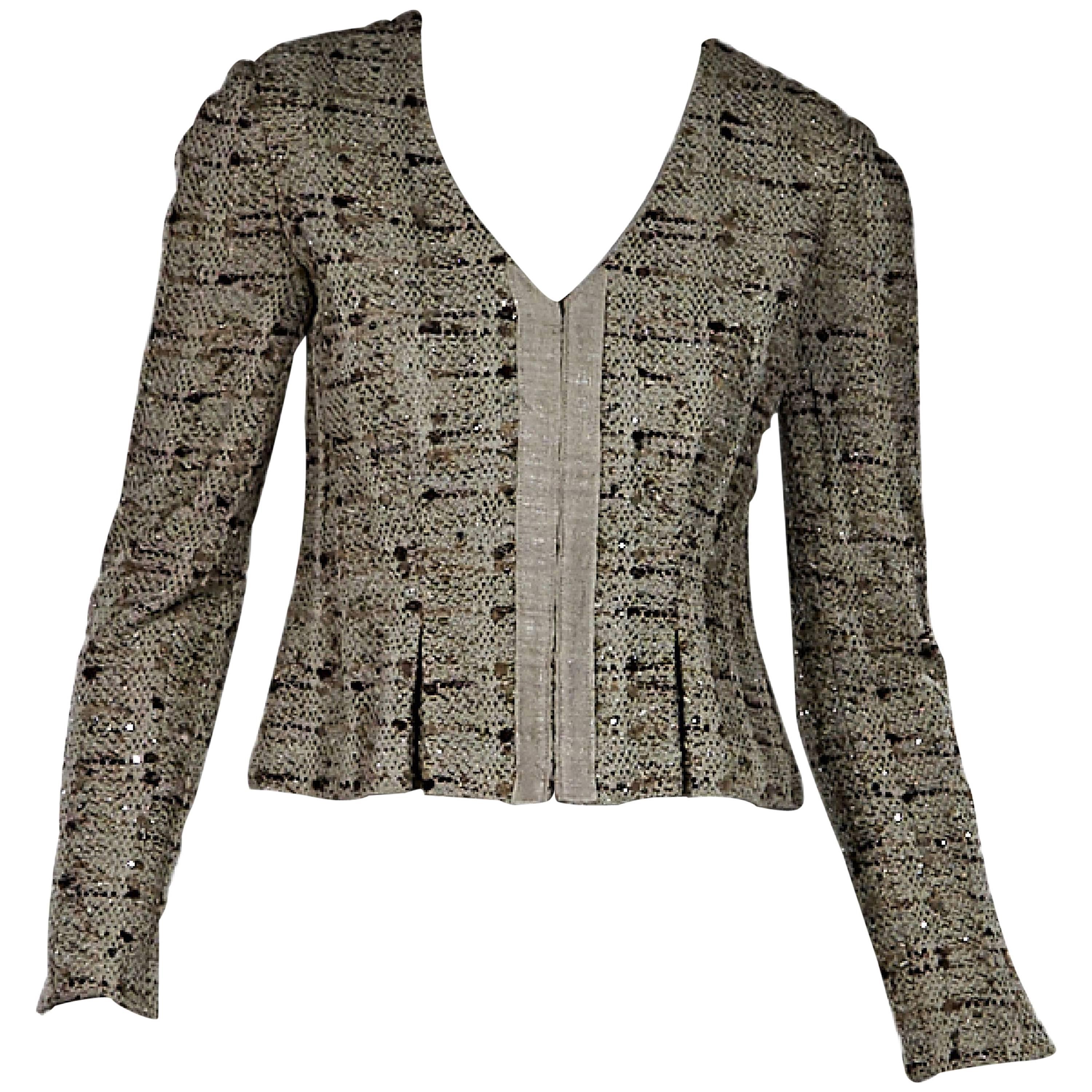 Beige St. John Embellished Cropped Jacket