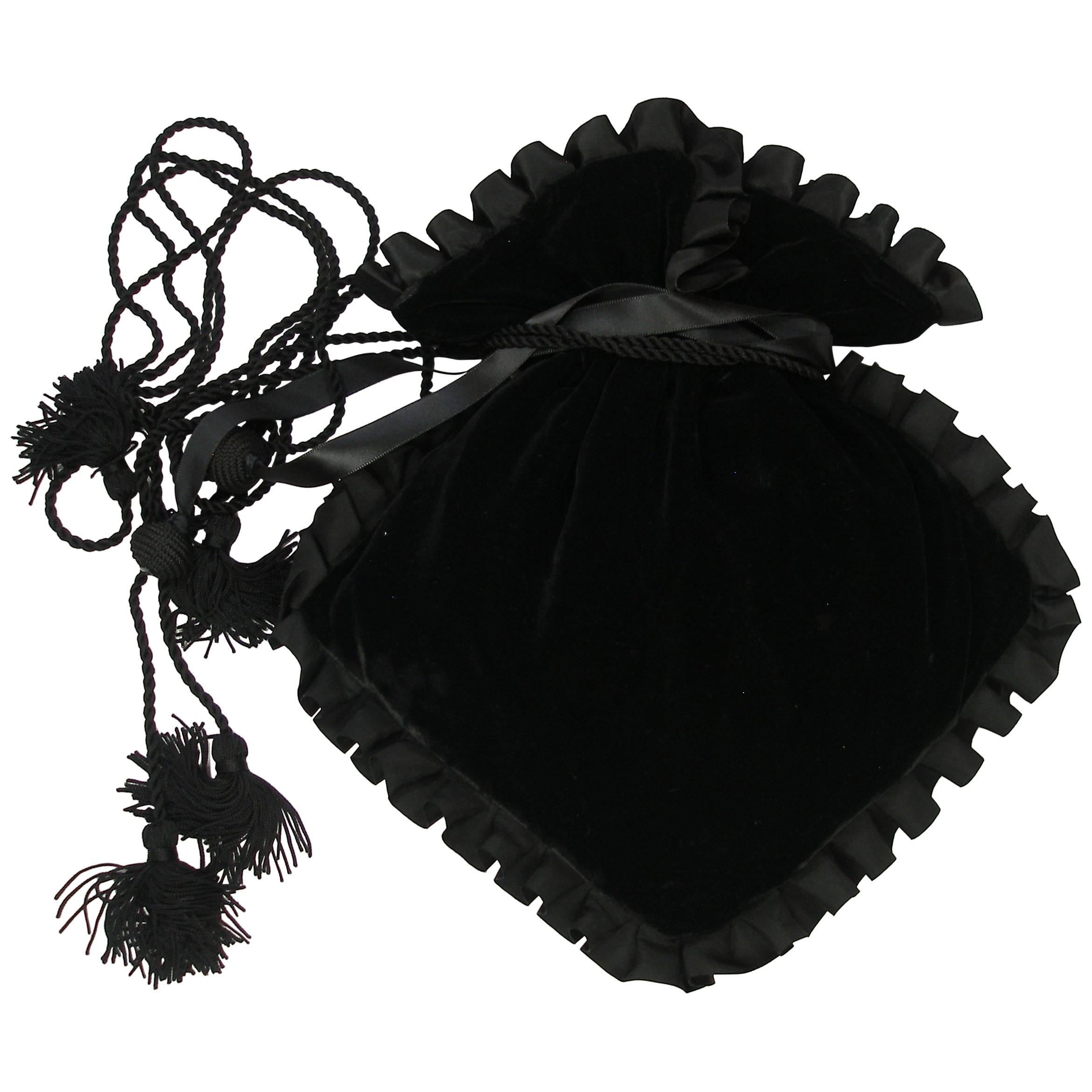 Yves Saint Laurent Vintage Black Velvet Satin Evening Bag /Excellente condition