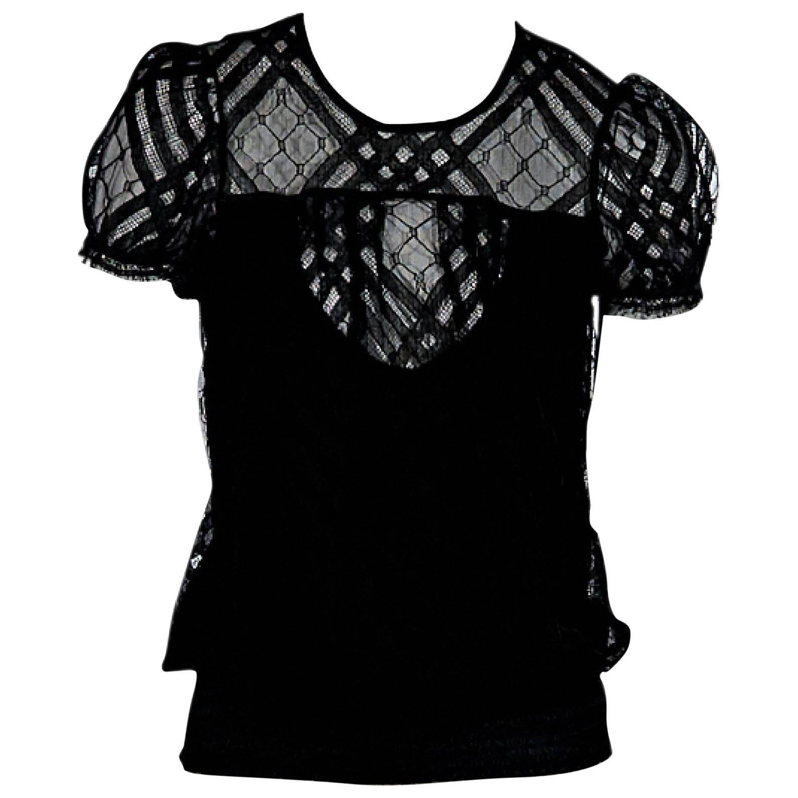 Black Chanel Lace Blouse