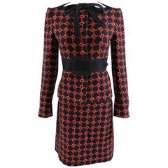 Moschino Black and Red 1960
s Style Mod Pattern Skirt Suit