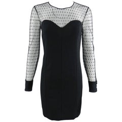 Saint Laurent Black Polkadot Sheer Mesh Cocktail Dress 8