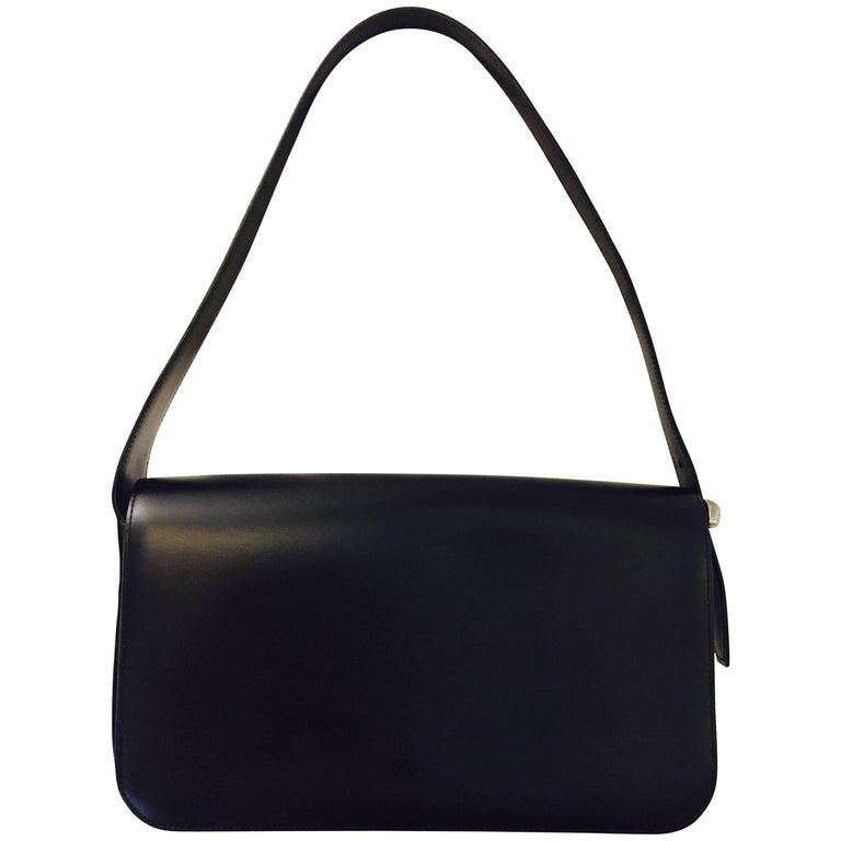 Classic Cartier Black Smooth Leather Panthere Flap Shoulder Bag For ...