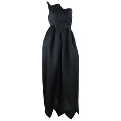 1960's Christian Dior Black Gown with Zigzag Detail