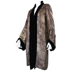 1920's Art Deco Gold Lame Coat with Velvet Trim