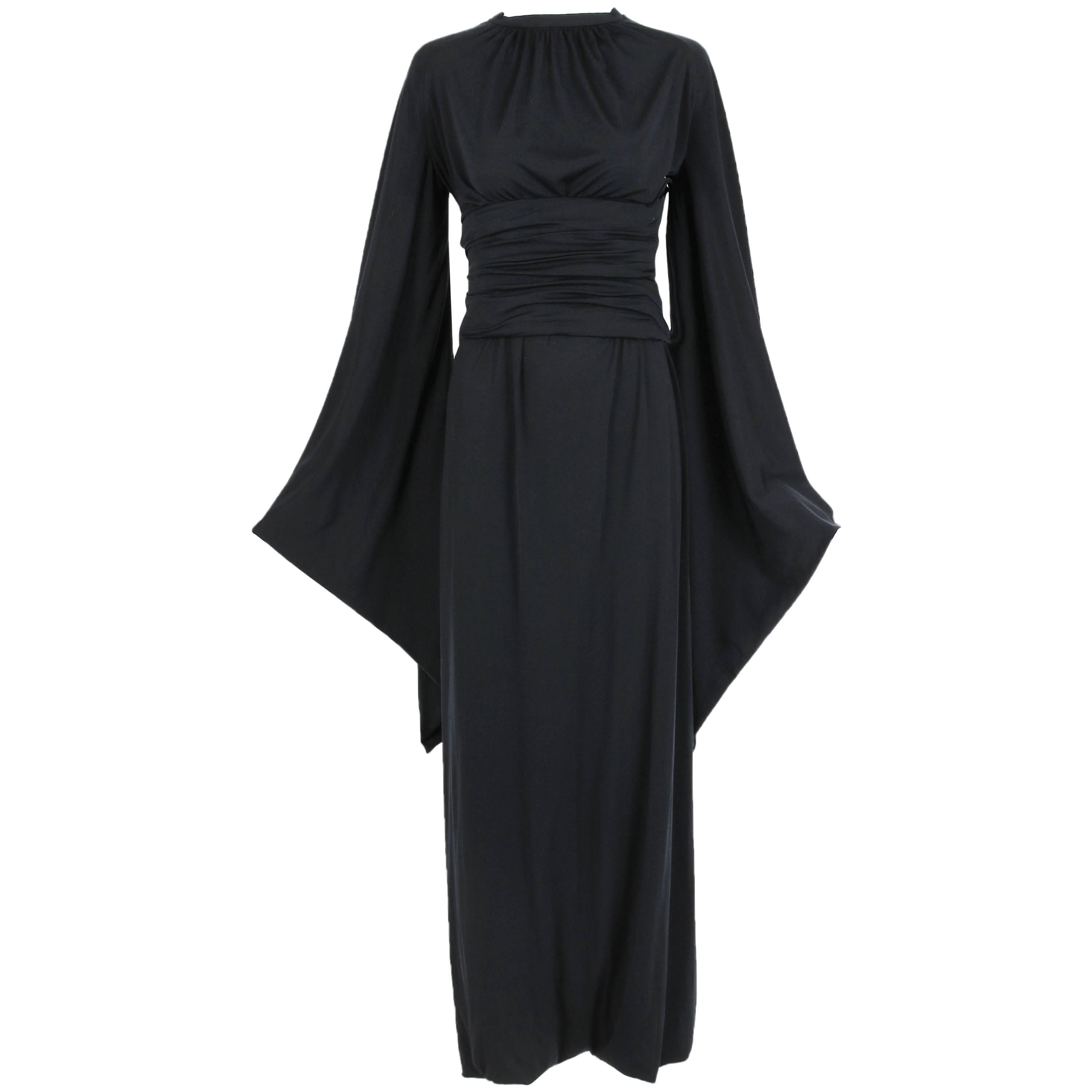 Ca. 1977 Pierre Cardin Haute Couture Black Harem Dress w/Pagoda Sleeves