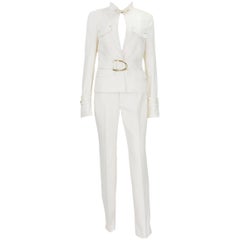 Tom Ford for Gucci 2003 Collection Safari White Cotton Belted Pant Suit 44