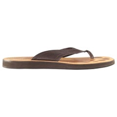 Men's SALVATORE FERRAGAMO Size 11 Brown Textured Leather Thong Sandals