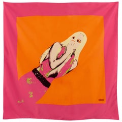 Versace Silk Scarf Large Wrap Pop Art Donatella Print Spring 2004 Runway 35in