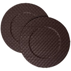 Bottega Veneta Brown Leather Intrecciato Home Decor Table Dinner Plates Chargers