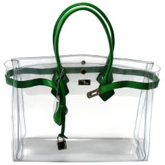 ORIGINAL Mon Autre Sac ® Cabas Crystal pvc and Green leather / Brand new 