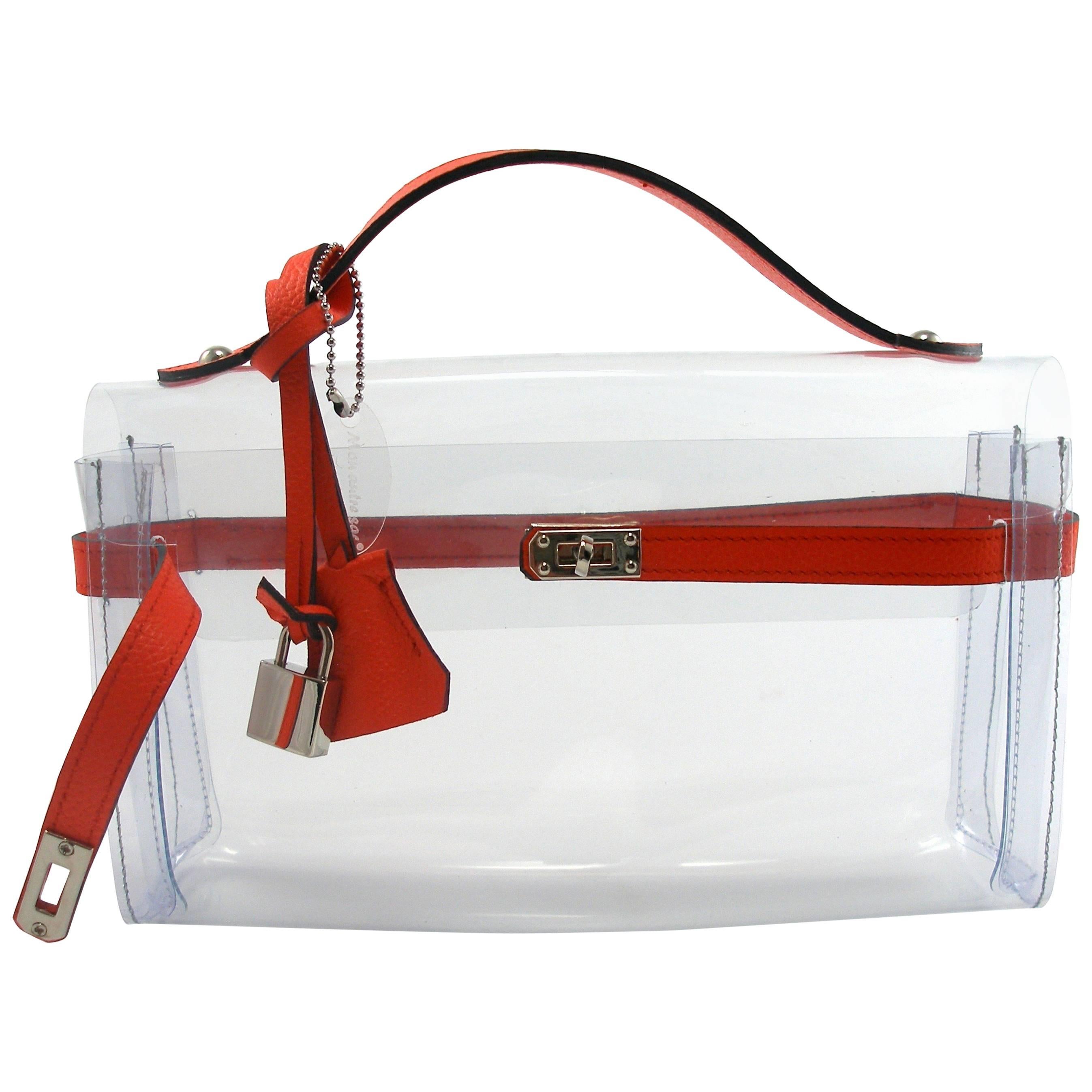 ORIGINAL Mon Autre Sac ® Clutch Crystal Pvc and Red leather / Brand New 