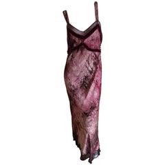 John Galliano 90's Tie Dye Velvet Trim Tea Dress