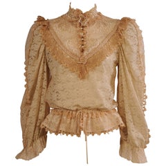 Victorian Inspired Mixed Lace Blouse circa 1975 9