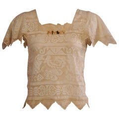 1920's Inspired Filet Lace Blouse, circa 1975 8