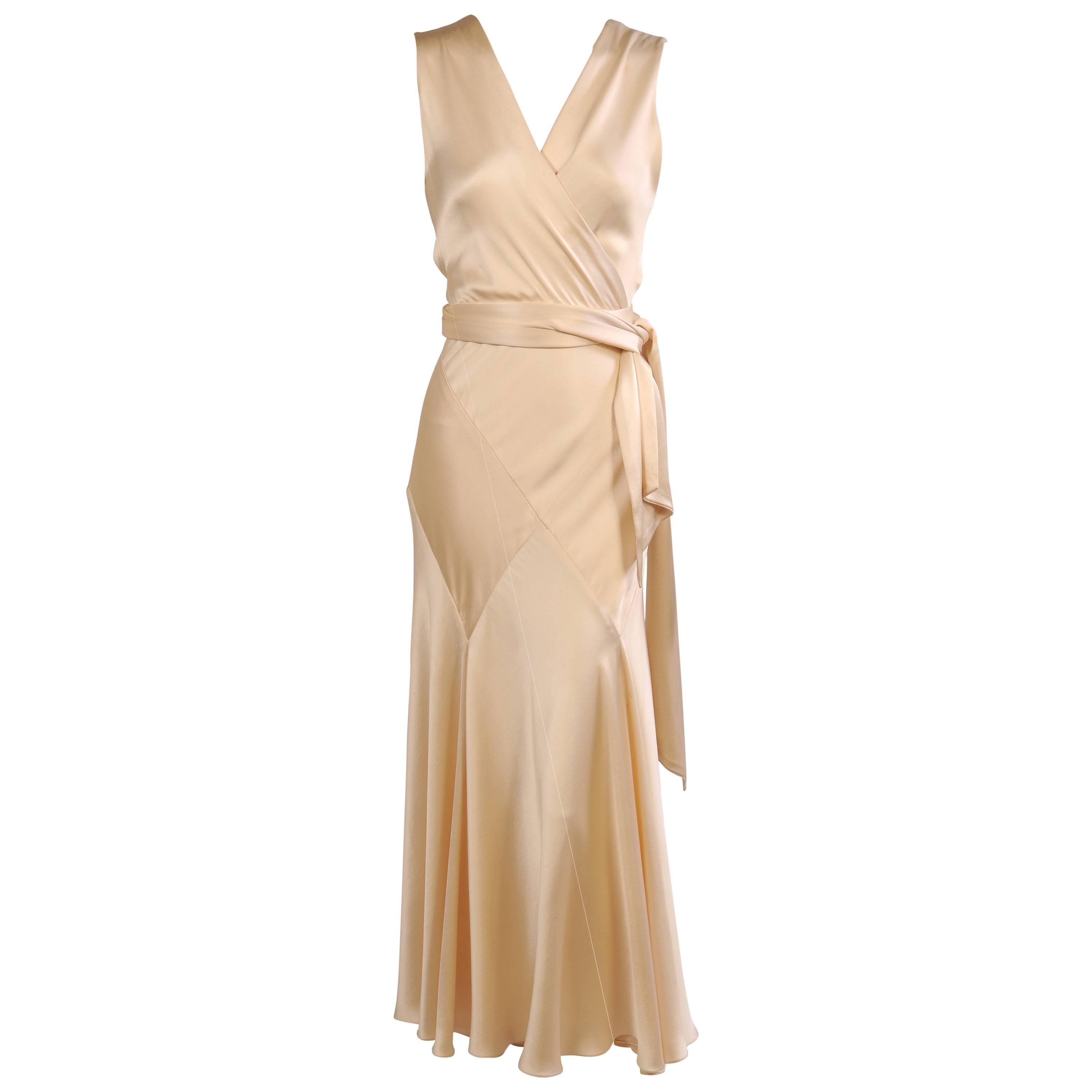 Maggie Norris Haute Couture 1930's Inspired Bias Cut Silk Charmeuse Evening Gown