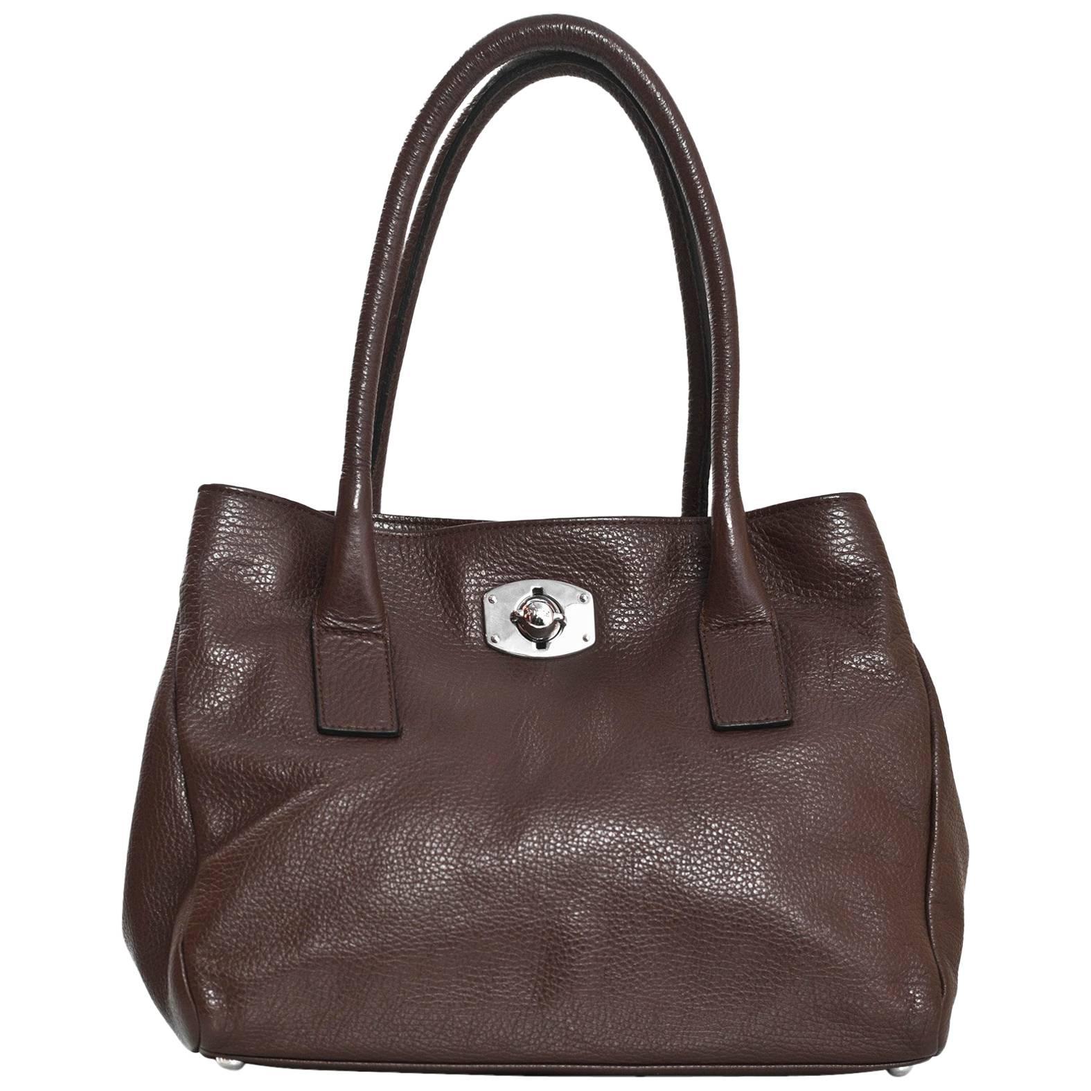 Furla Brown Leather Tote Bag For Sale at 1stDibs