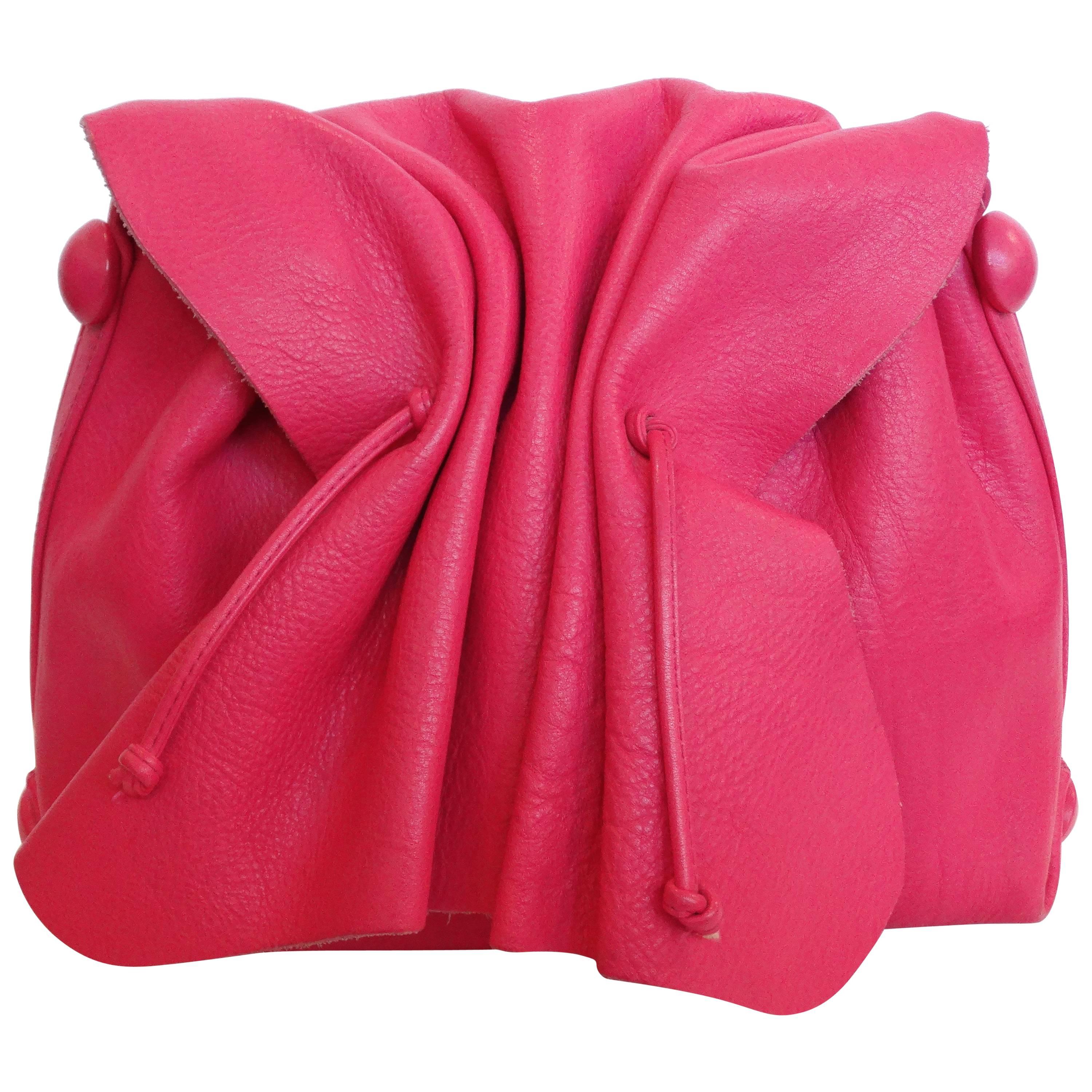 Bubblegum Pink Carlos Falchi Cinched Shoulder Bag