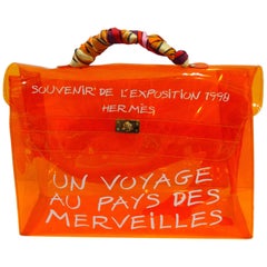 Vintage 1998 Hermes Souvenir D'exposition Clear Orange Vinyl Kelly Bag