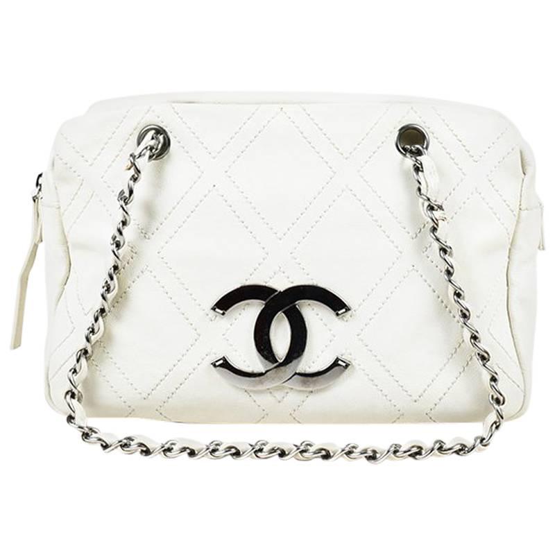 Chanel Off White "Outdoor Ligne" Quilted Leather "Shopper Tote" Bag For Sale