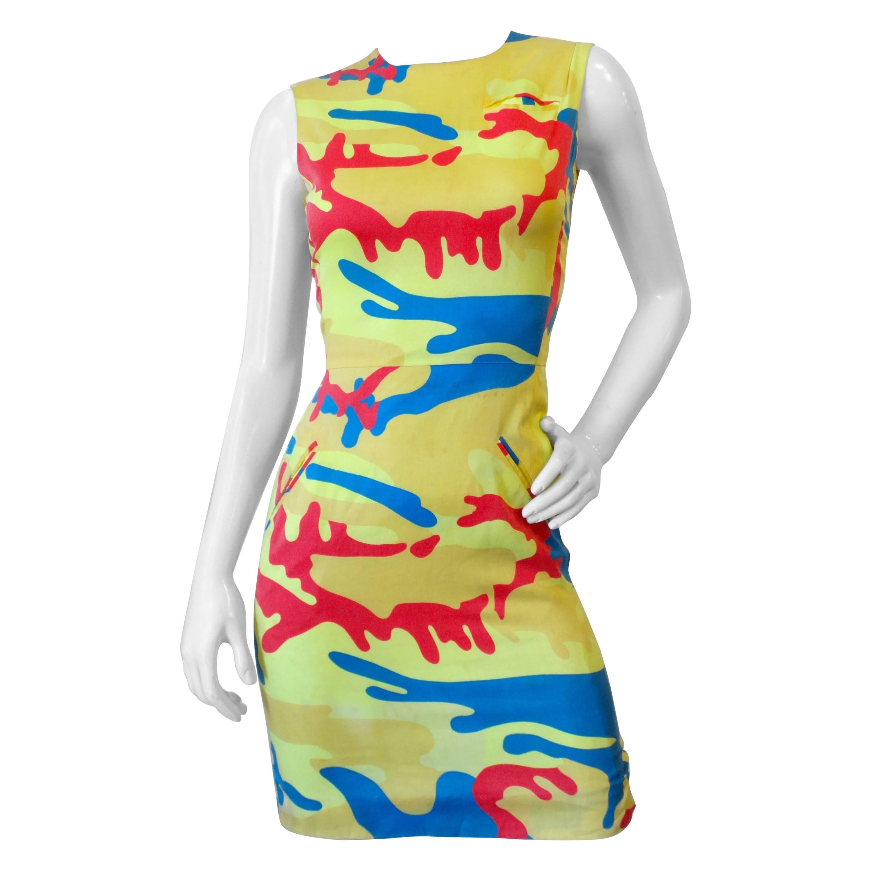 1987 Stephen Sprouse x Andy Warhol Technicolor Camo Dress at 1stDibs  stephen  sprouse andy warhol, andy warhol dress, stephen sprouse clothing