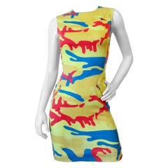 1987 Stephen Sprouse x Andy Warhol Technicolor Camo Dress