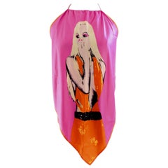 Rare Versace Silk Halter Top Pop Art Donatella Print Spring 2004 Runway Sz 42 8
