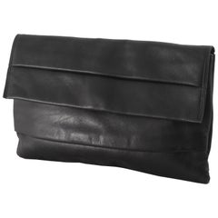 Black Leather Clutch Bag Purse from Dayton's Department Store, Italy 1960s
