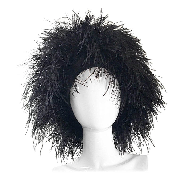 Autographed Norma Kamali Vintage New Black Ostrich Feather Rare 1980s ...