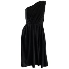 Vintage 1970s Anthony Muto for Joseph Magnin Black Jersey One Shoulder 70s Grecian Dress