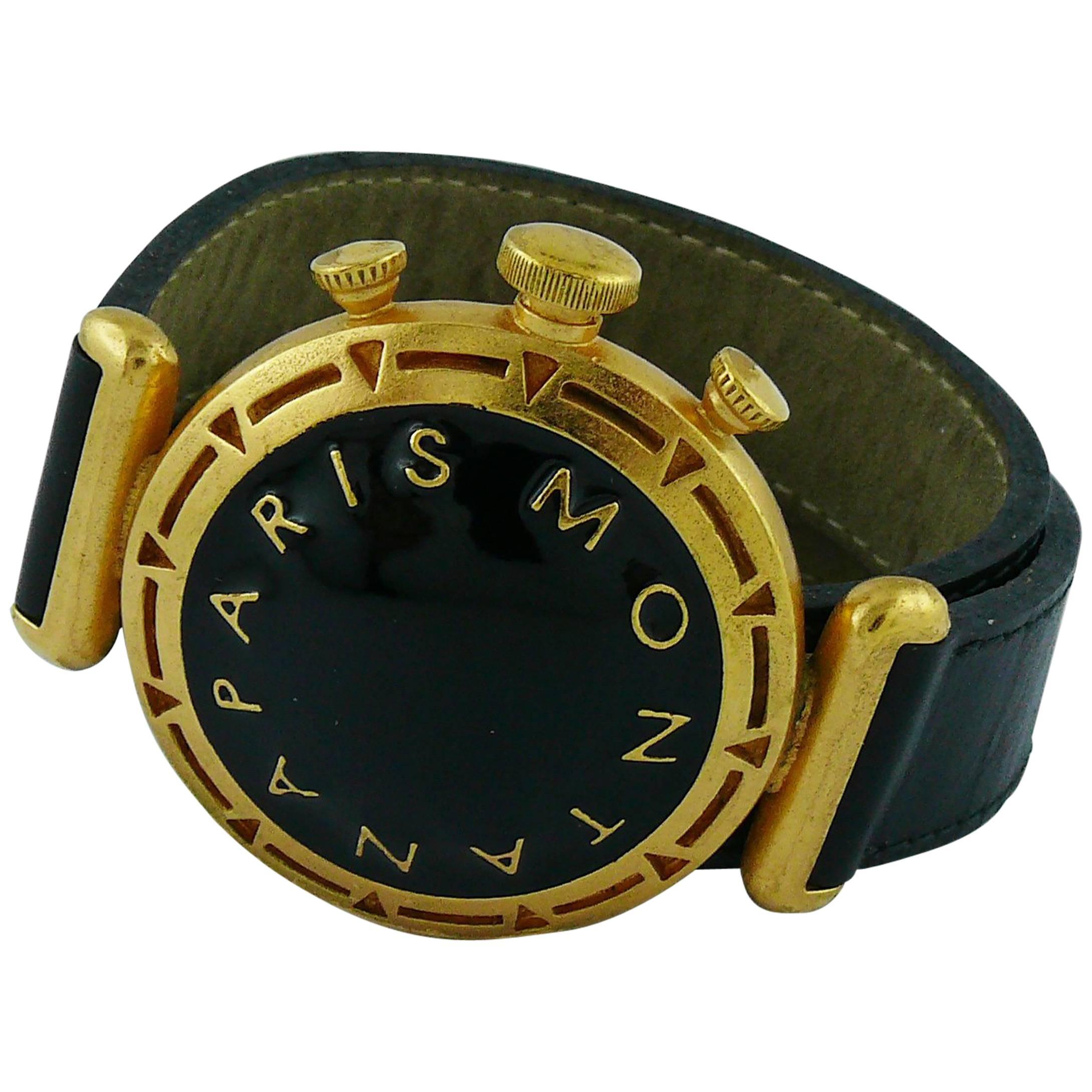 Claude Montana Vintage Trompe L'Oeil Watch Dial Double Tour Wrap Bracelet For Sale