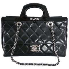 Chanel 15B Small Glazed Black CC delivery tote