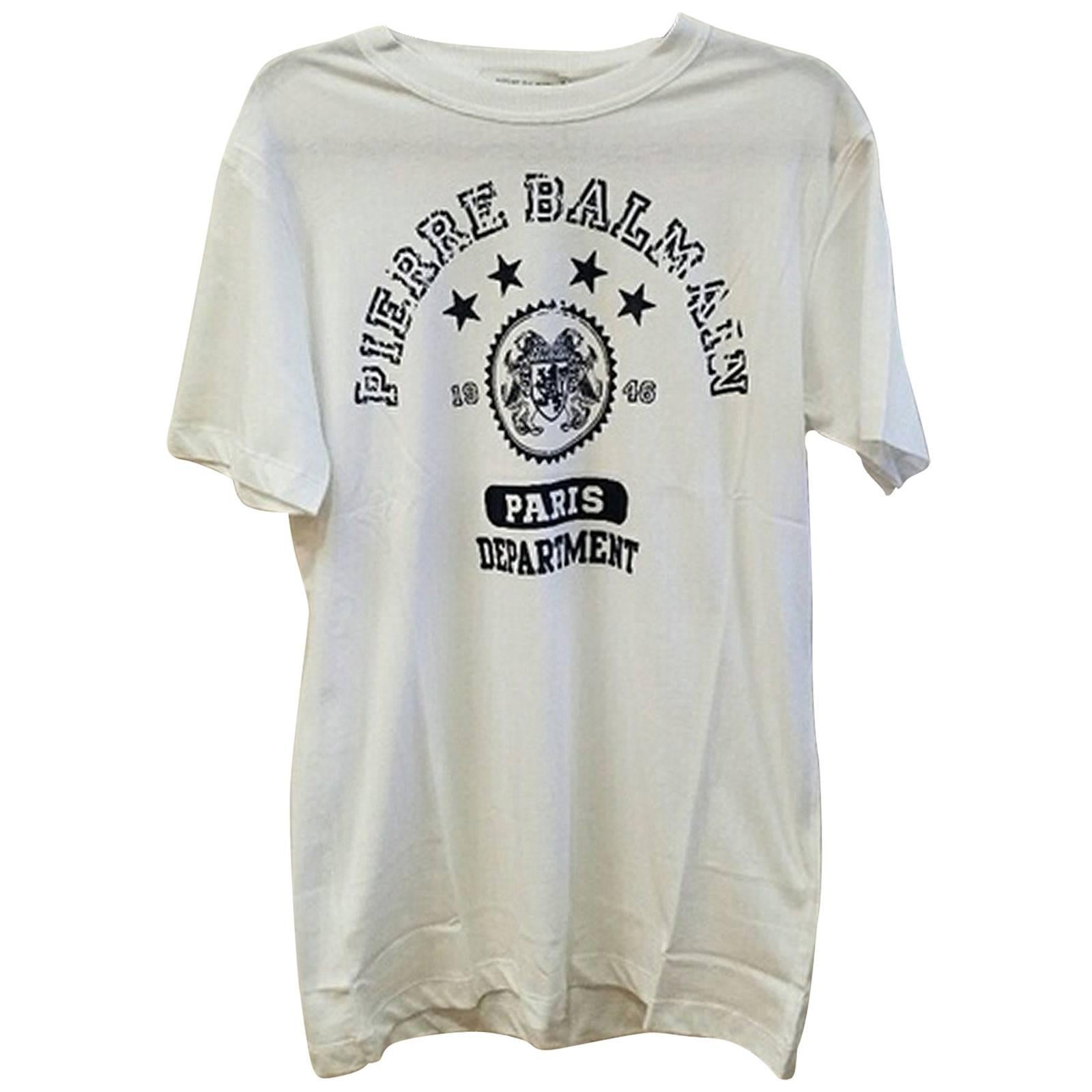 Pierre Balmain Cotton T-shirt White (Large) For Sale