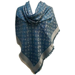 Louis Vuitton Light Blue Monogram Denim Shawl at 1stDibs